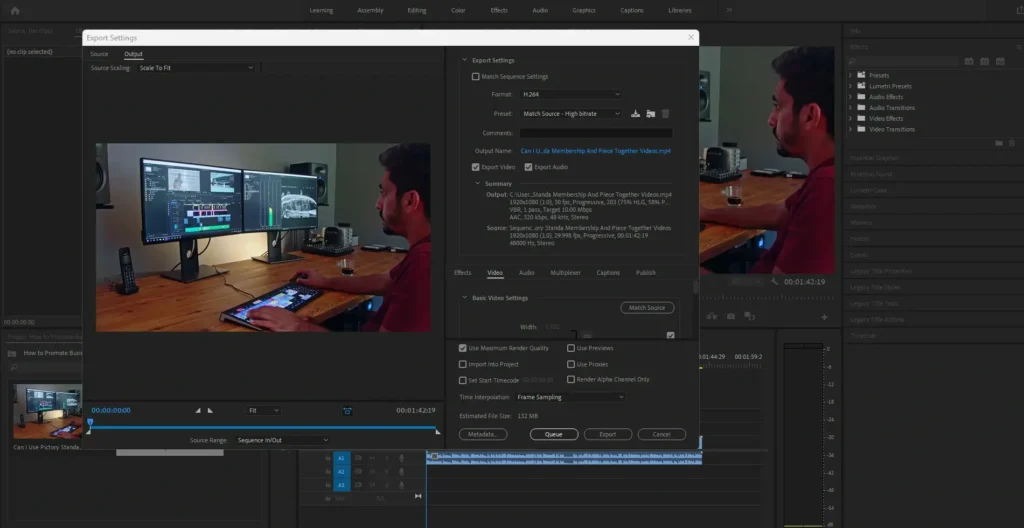 Export video as an audio format from premier pro